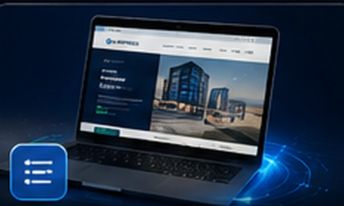 Site corporativo profissional em notebook