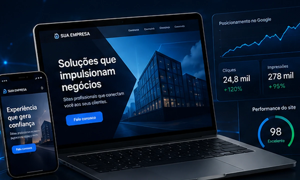 Estrutura digital completa e painel de resultados